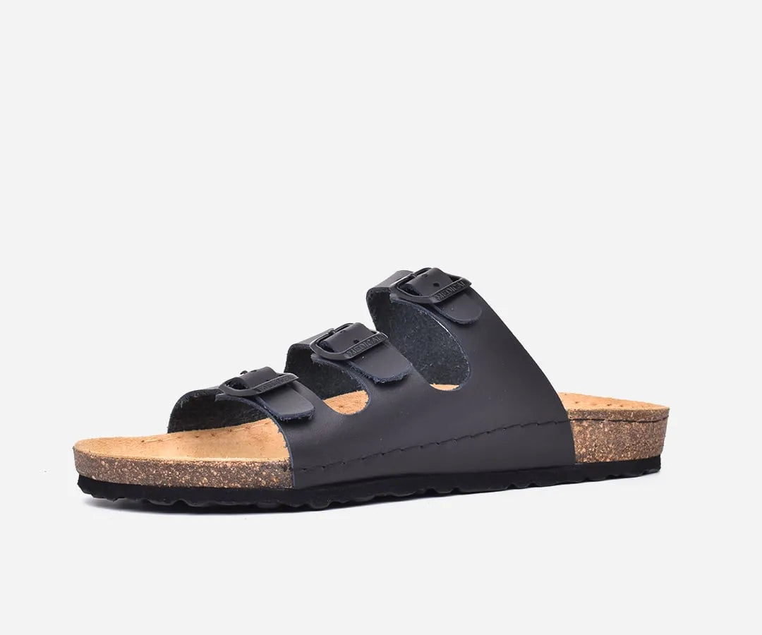 Xposed Sandales Homme Cuir Véritable Style Gladiateur Romain - Bout Fermé Avec Boucles, Noir/Marron/Blanc