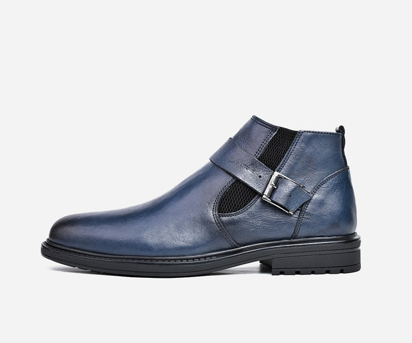 Bottine luxe Opiyane en cuir bleu - op58