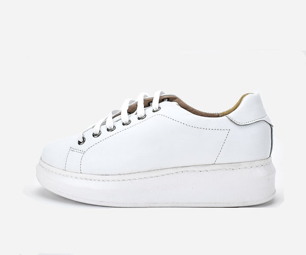 Espadrille pour femme en cuir véritable blanc – op229