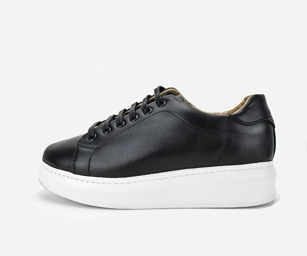 Espadrille pour femme en cuir véritable noir – op229