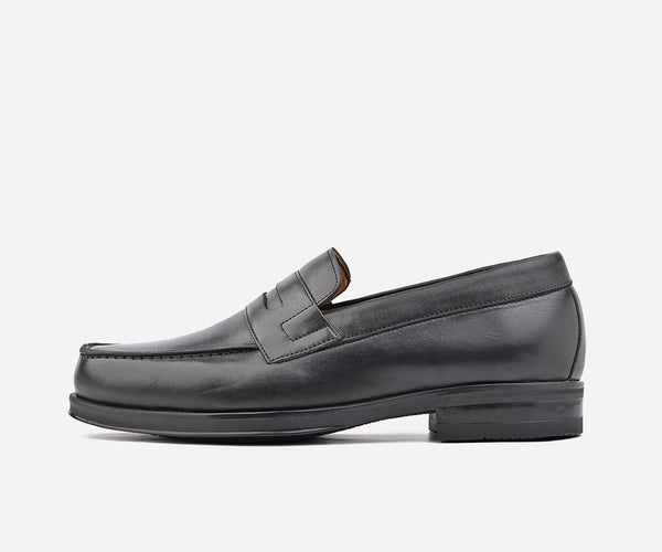 Mocassin college homme de luxe en cuir Noir – op78