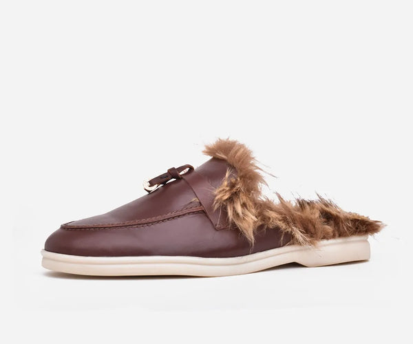 Mules femme en cuir véritable Marron – op270