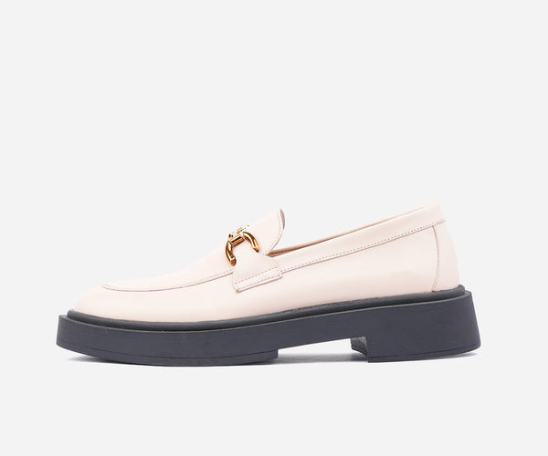 Chaussures femme plates en cuir original beige – OP200