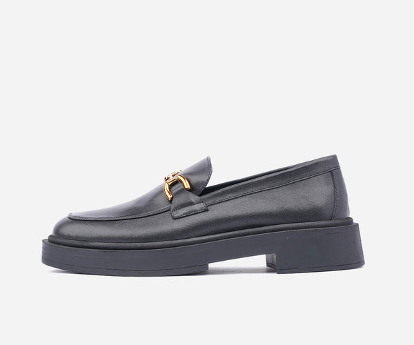 Chaussures Femme plates en cuir Original noir – OP200