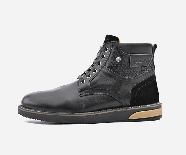 Bottine en cuir et daim noir - op35