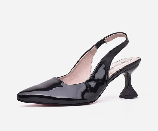 Sandale talon femme verni Noir – op240