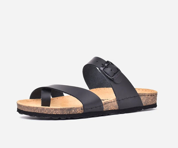 Sandales homme en cuir véritable Noir – op160