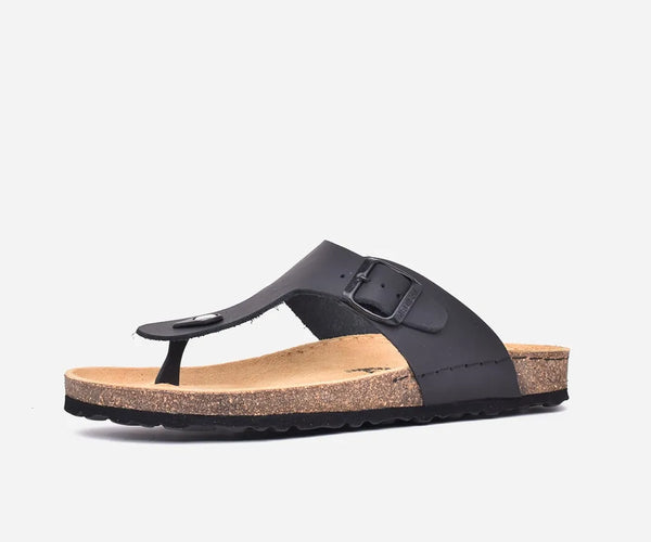Sandales homme en cuir véritable Noir – op161