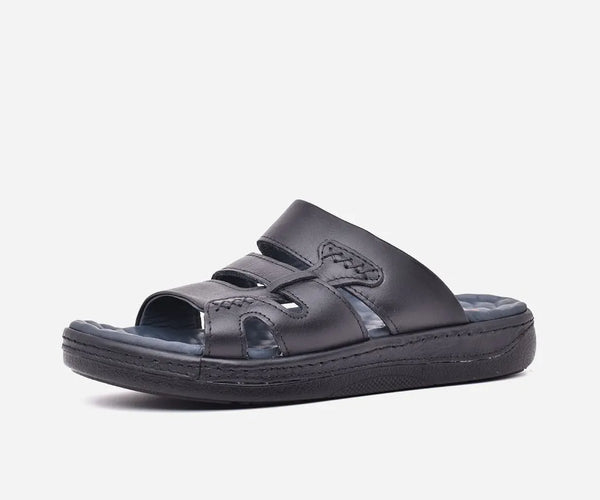 Sandales homme en cuir véritable noir – op148
