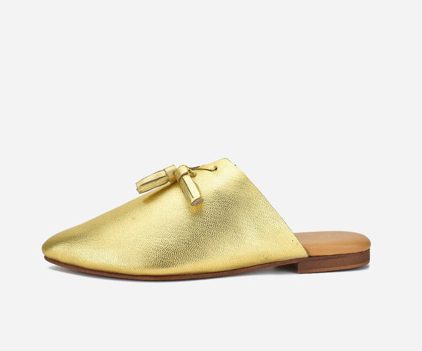 Babouche pour femme haut gamme en cuir jaune - op230
