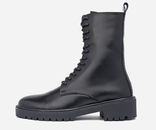 Botte pour femme en cuir véritable noir – op237