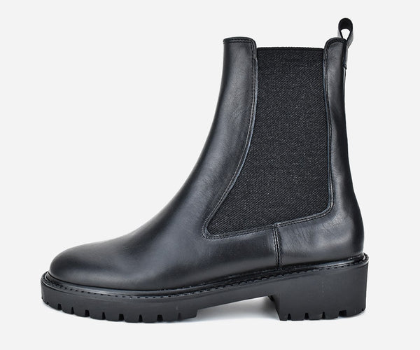 Femme bottines en cuir noir – op220