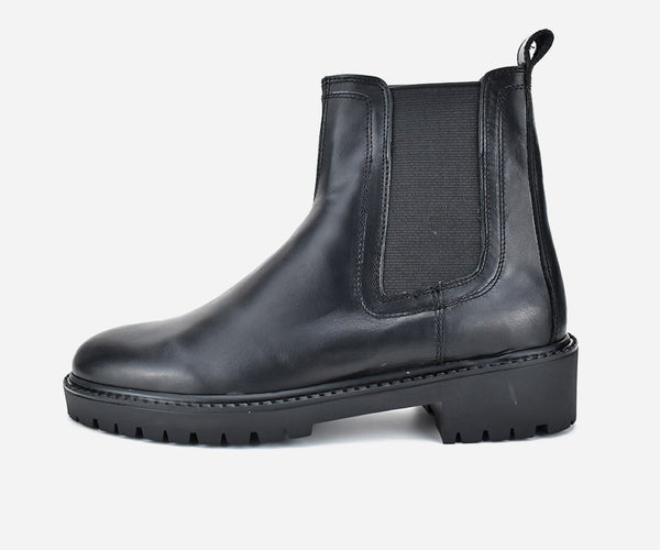 Femme bottines en cuir noir – op215
