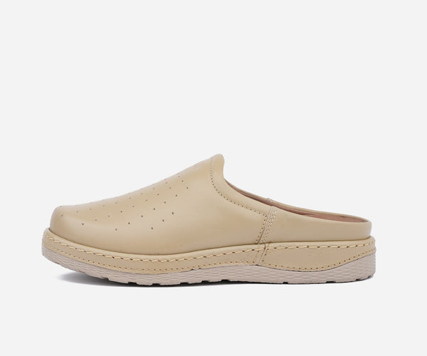 Sabot medical haut gamme en cuir beige – OP208