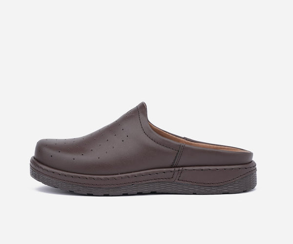 Sabot medical haut gamme en cuir marron – op112