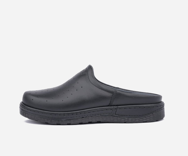 Sabot medical haut gamme en cuir noir – OP208