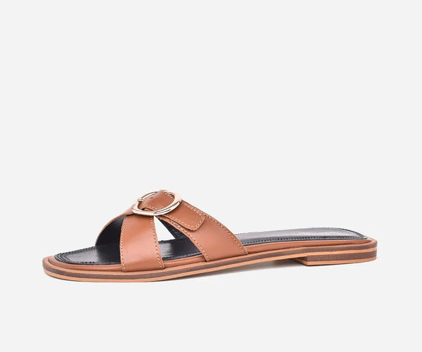 Sandale pour femme En cuir gold – op244